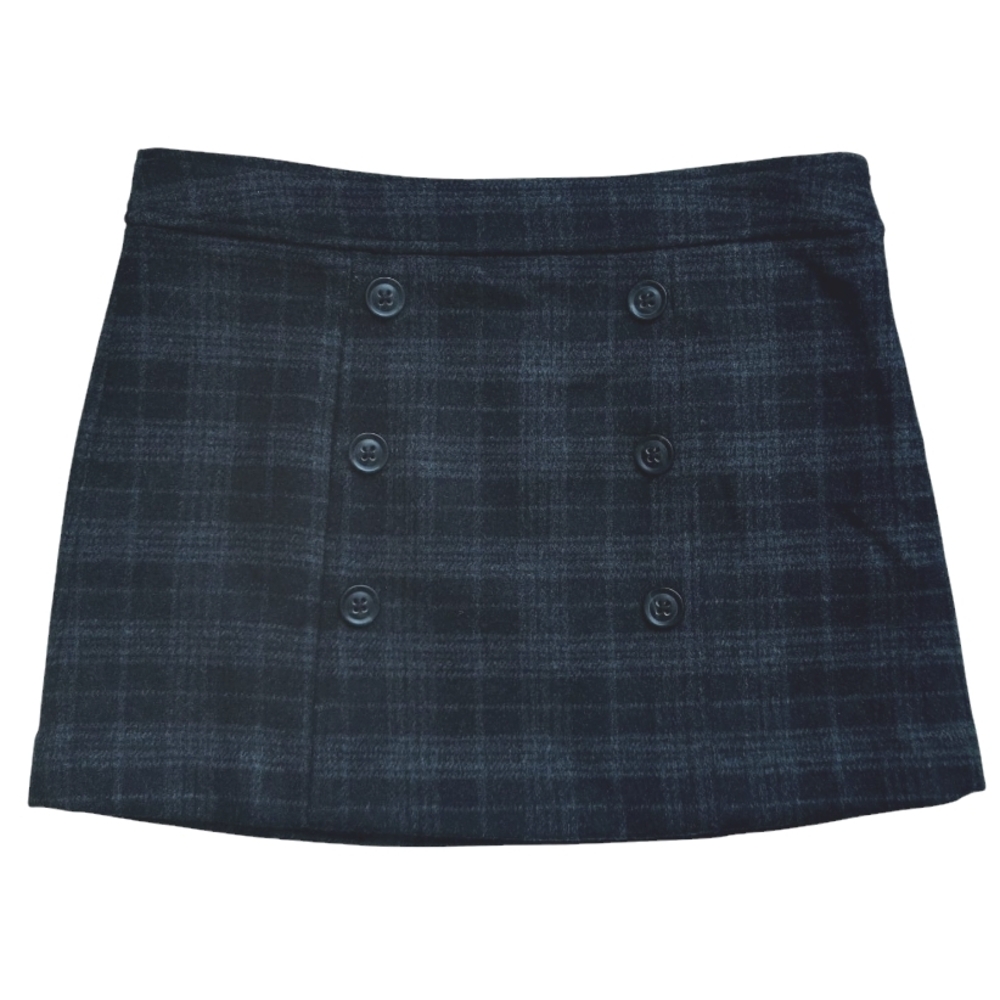 GAP Mini Plaid Black Gray Wool Skirt Size 6 Fully Lined